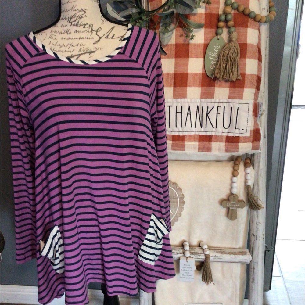 Matilda Jane Pink and Black Striped Tunic